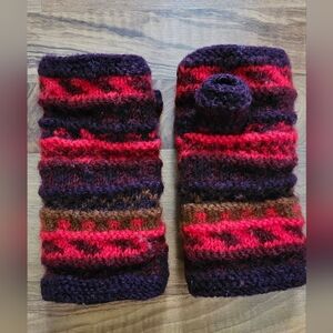 Colorful Wool Knit Fingerless Gloves